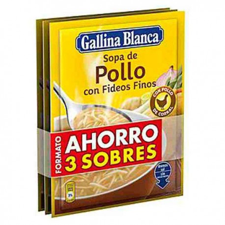 Sopa Pollo Fideos Gallina Blanca Pack 3