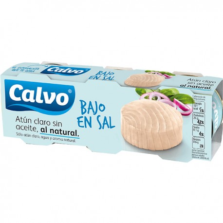 Atun Claro Calvo Bajo en sal Natural Pack 3 latas